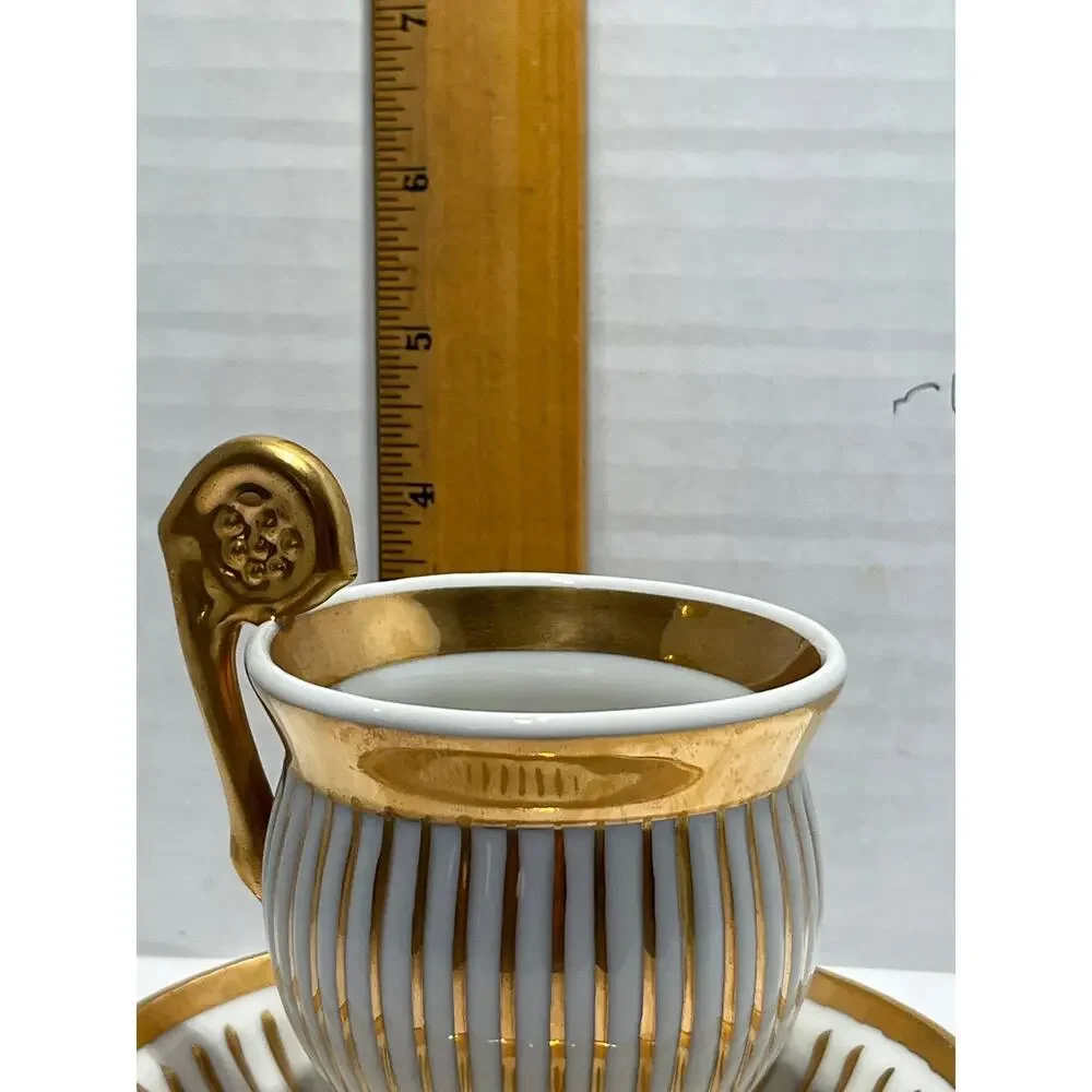 Andrea by Sadek G 1225 Gold Stripe Demitasse Espresso Cup Saucer Vintage